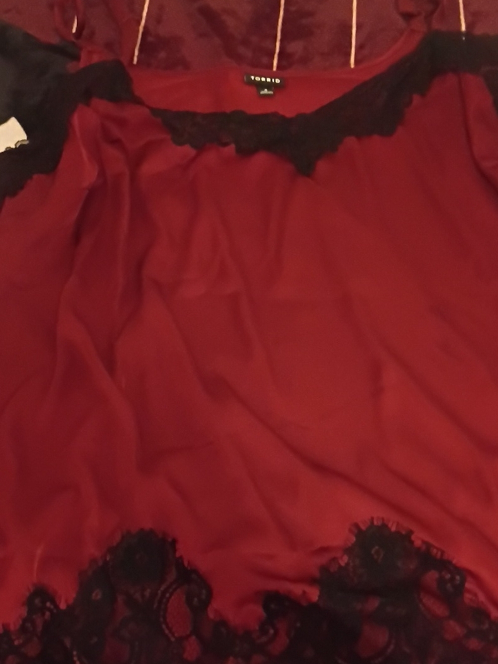 torrid Burgundy Red Lace-Trim Satin Cami